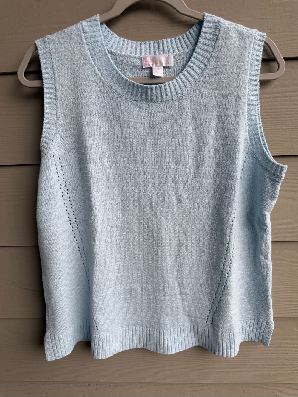 Belle by Kim Gravel Pale Blue Knit Sleeveless Vest